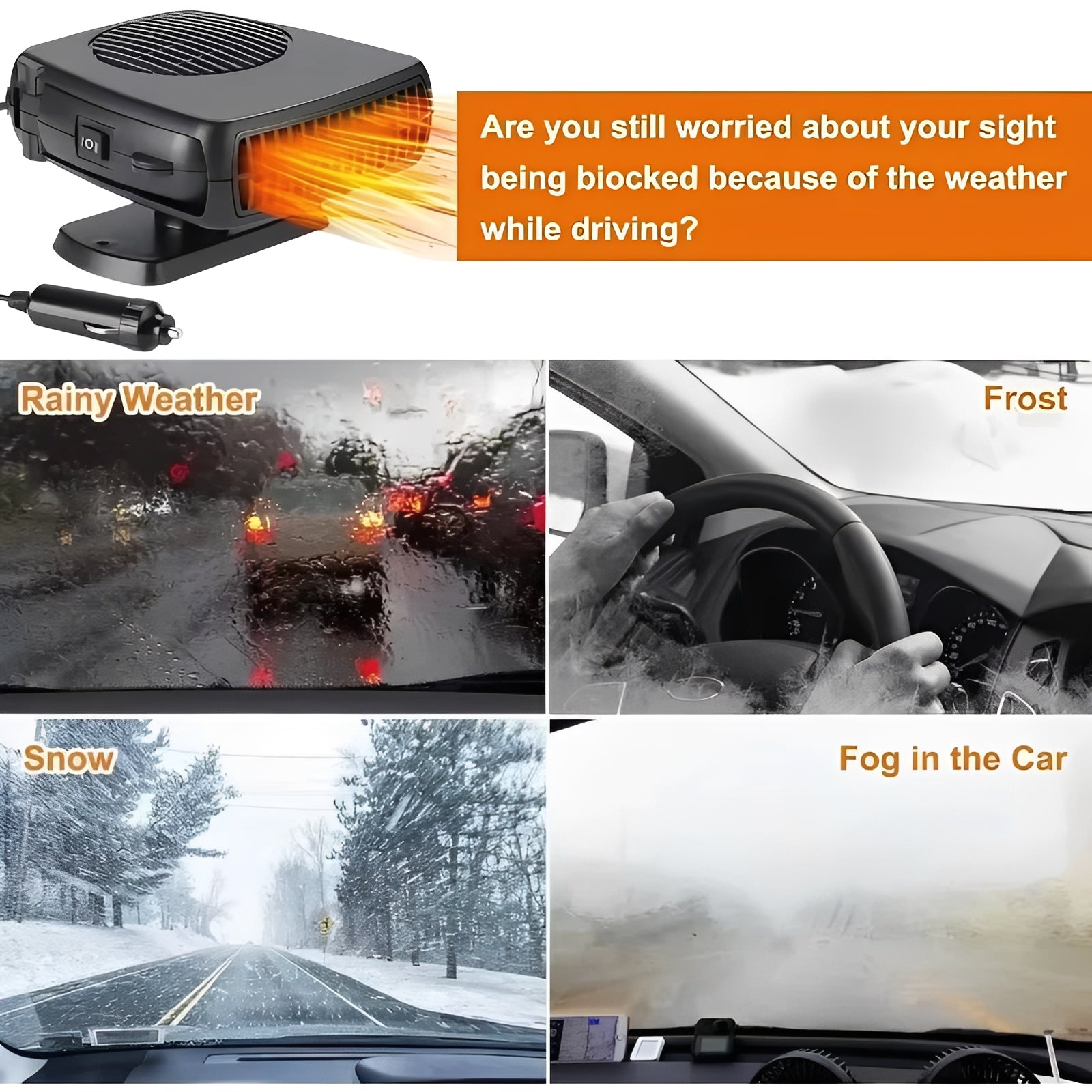 All-Season Car Airflow Heater and Fan for Windshield Clarity