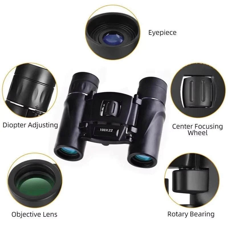 Ultra Compact 100x22 High-Definition Binoculars for Outdoor Adventures