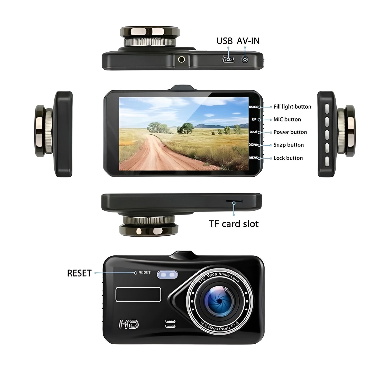 Dual Camera System for Front and Rear 1080P Recording