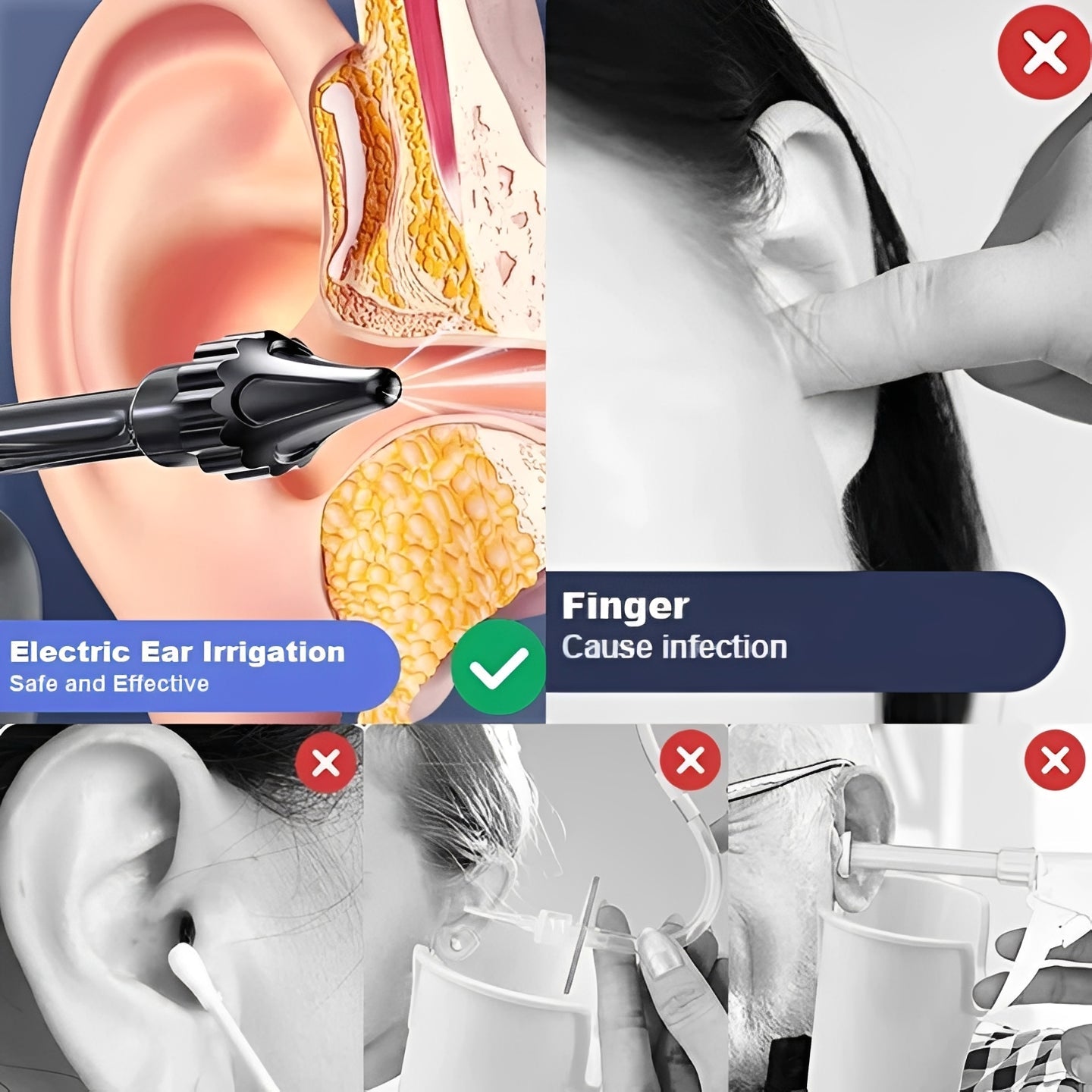 Rechargeable Ear Cleaning System with Water Irrigation