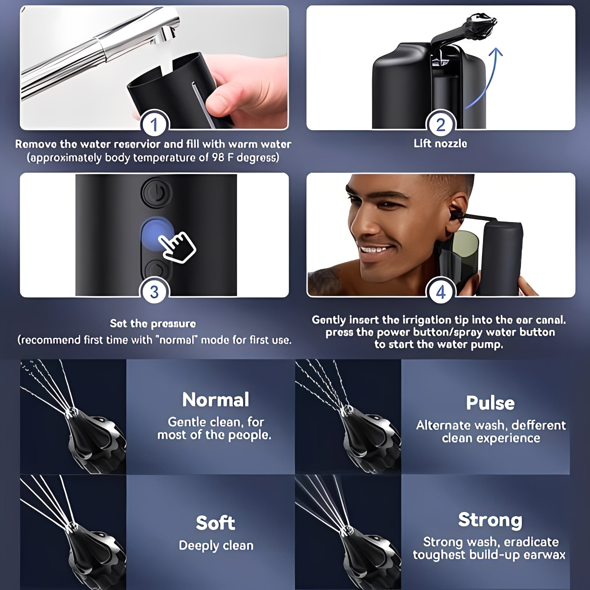 Rechargeable Ear Cleaning System with Water Irrigation