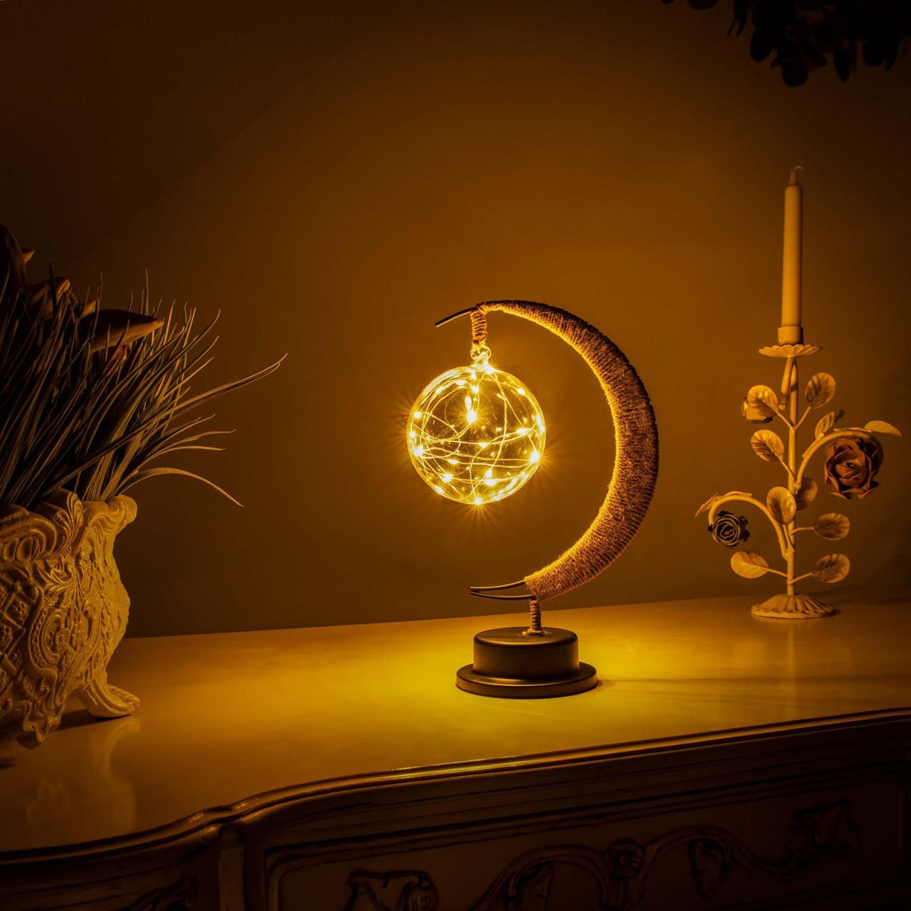 Luminous Moonlight Sphere Lamp with Detailed Crater Design