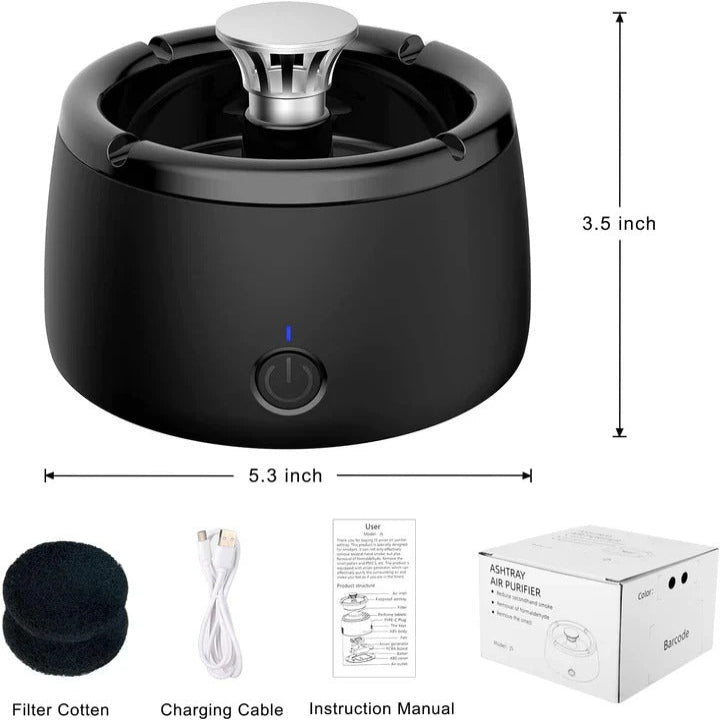 Compact Smoke Control Ashtray with Air Purifying Fan