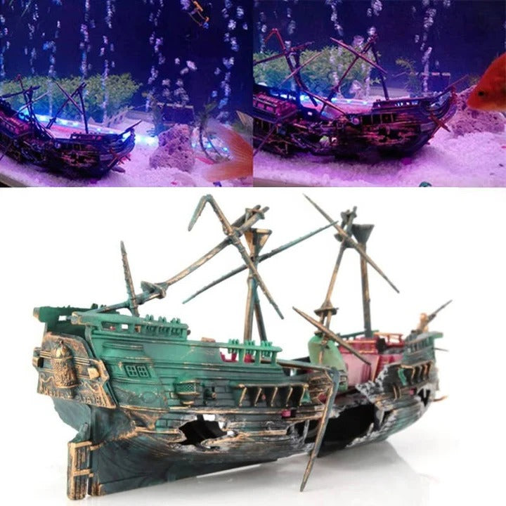 Sunken Ship Aquarium Decor for Freshwater and Saltwater Tanks