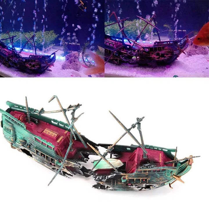 Sunken Ship Aquarium Decor for Freshwater and Saltwater Tanks