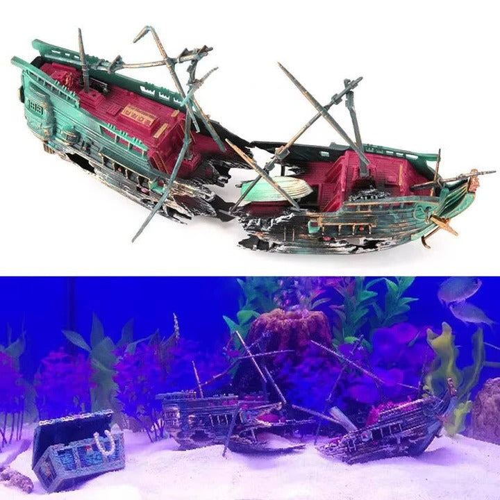 Sunken Ship Aquarium Decor for Freshwater and Saltwater Tanks