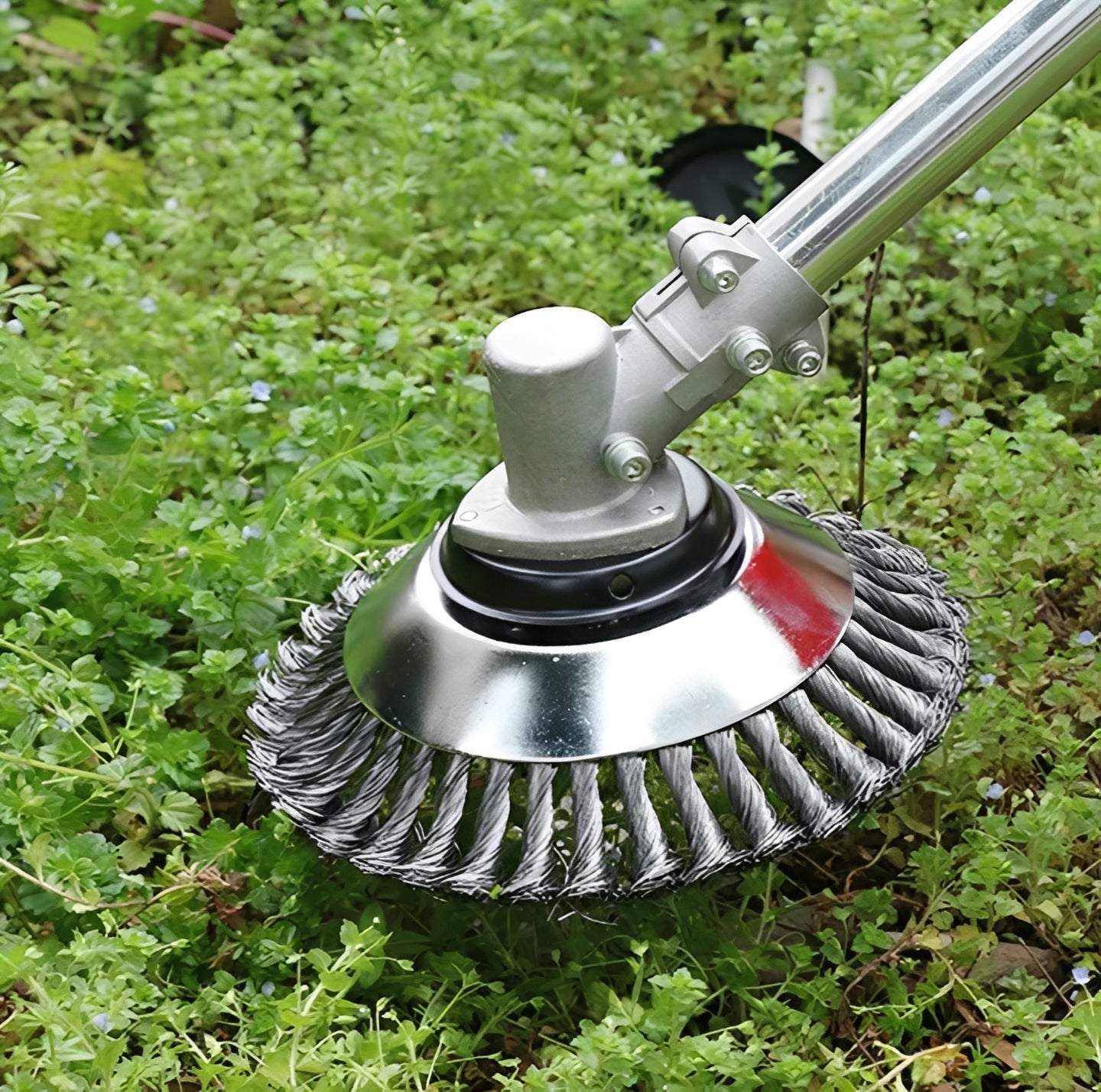 Heavy-Duty Lawn Trimmer Head with Steel Cutting Blades