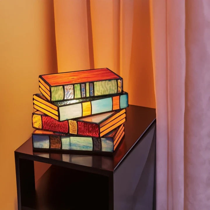Literary-Inspired Glass Table Lamp with LED Illumination