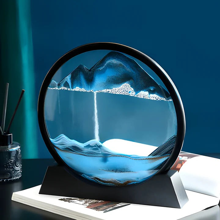 Serene Sands: Dynamic Desk Art for Relaxation