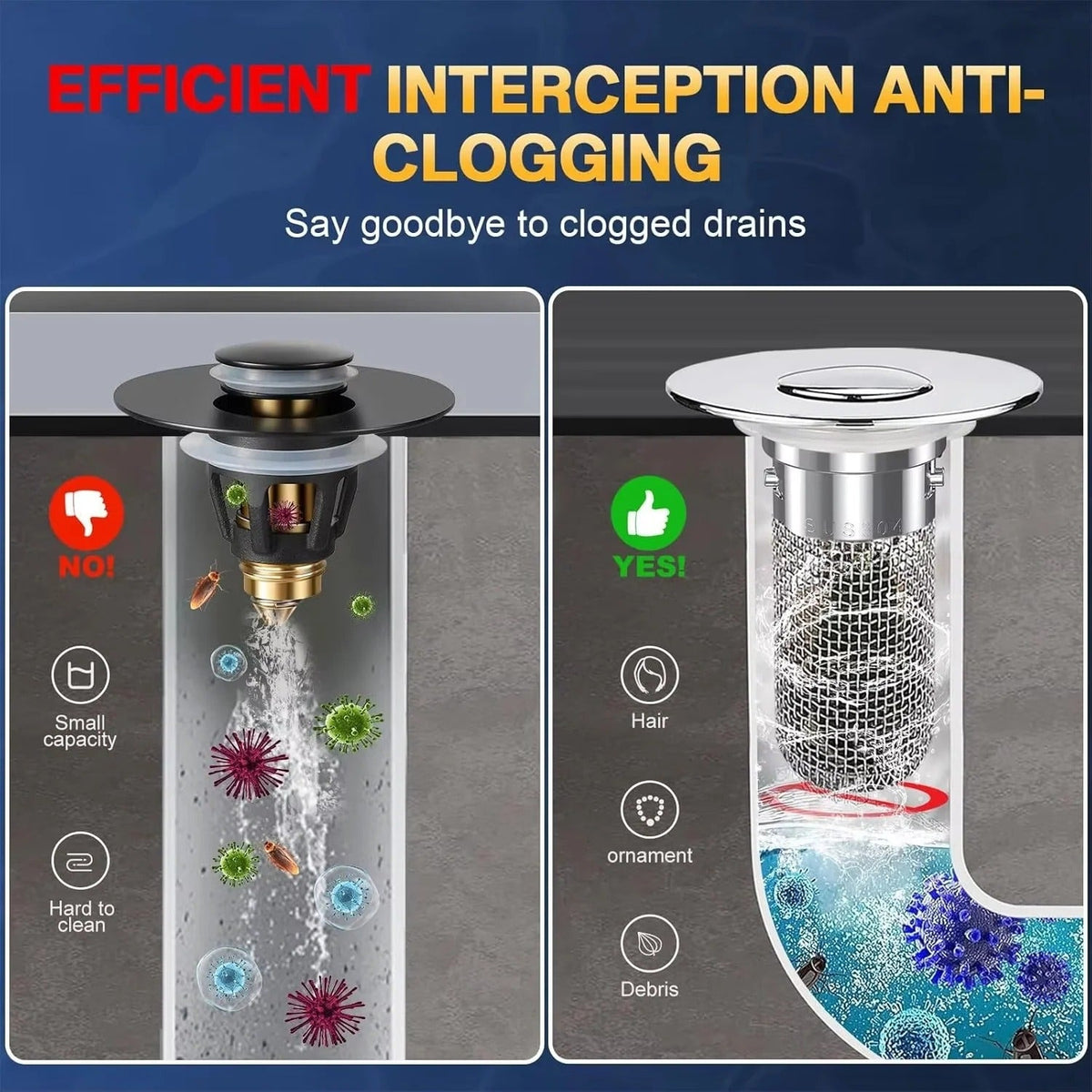 Versatile Sink Stopper with Debris Catcher for Kitchen & Bathroom
