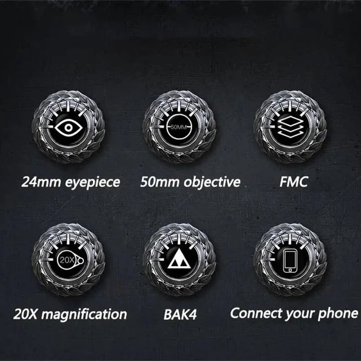 Powerful 20x Zoom Binoculars with Waterproof Design & Phone Mount