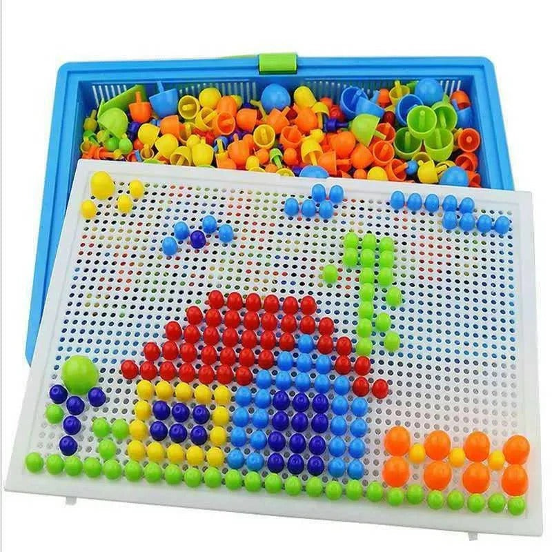 Colorful Creative Mosaic Board Set for Kids with Easy Storage, 296 Pieces