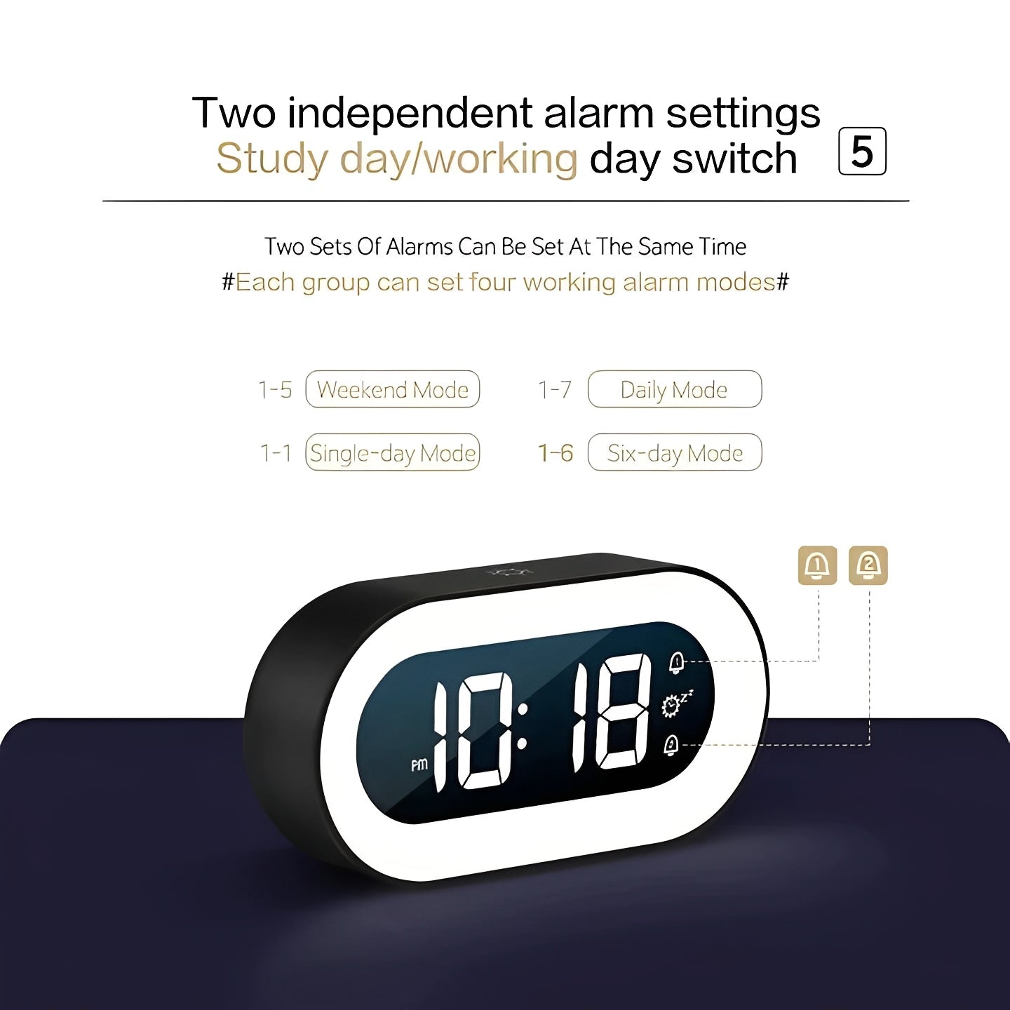 Sunrise Smart Alarm Clock with Adjustable Light and USB-C Charging