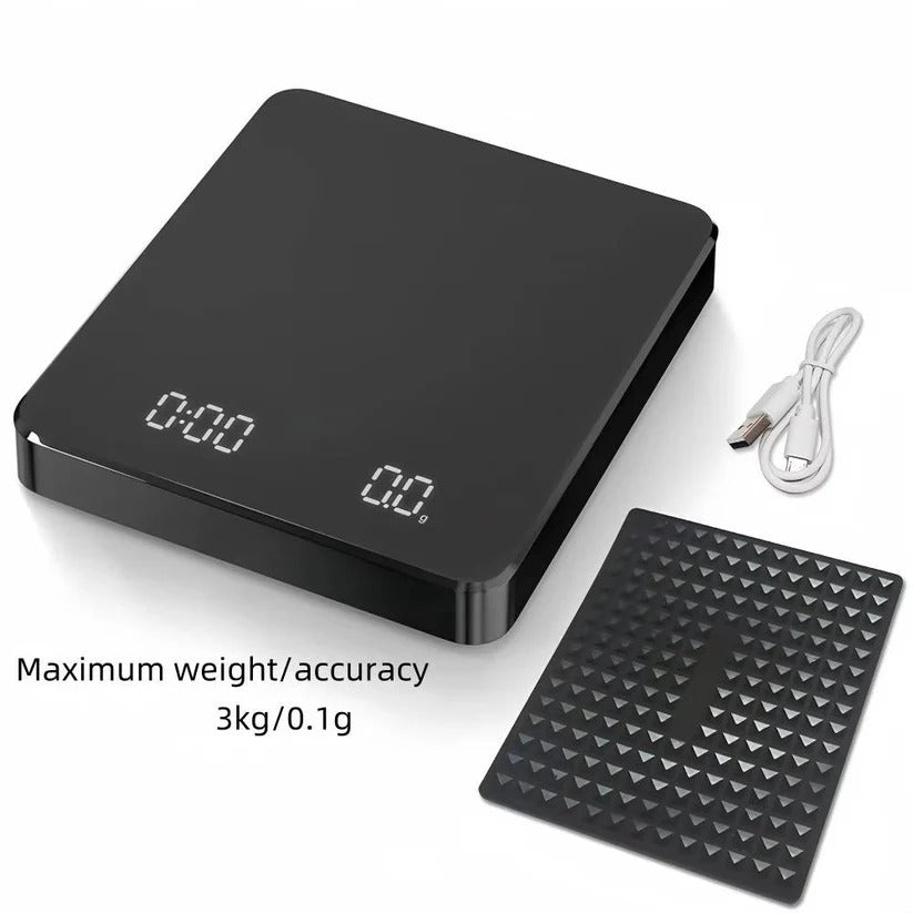 Precision Coffee Weight Scale with Timer and Spill Mat – 3kg Capacity