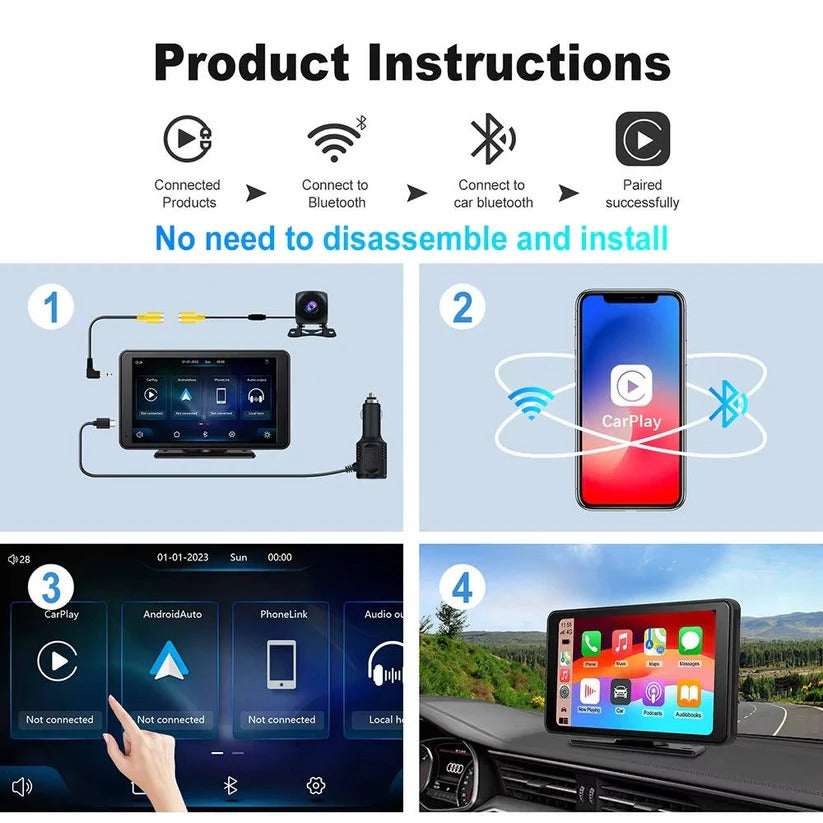 Smart 7-Inch Vehicle Touchscreen Display with Voice Control