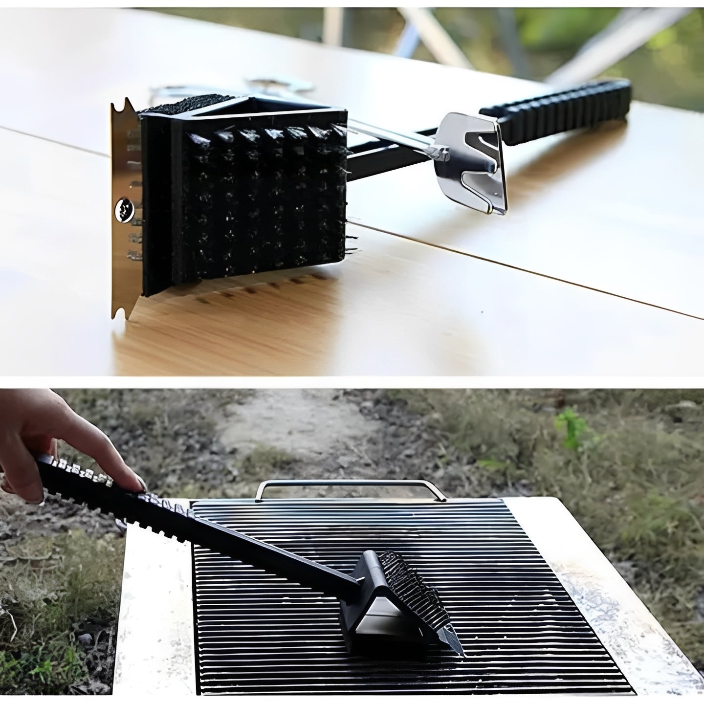All-in-One Grill Cleaner with Scraper and Sponge Attachment