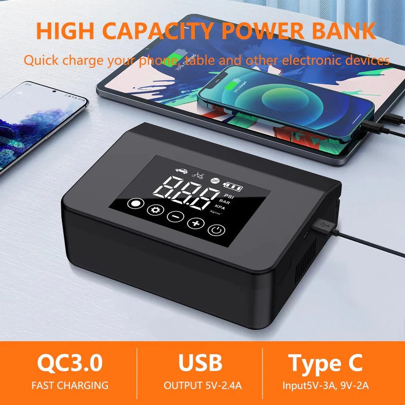 All-in-One Car Booster with Tire Inflation and Smart Display