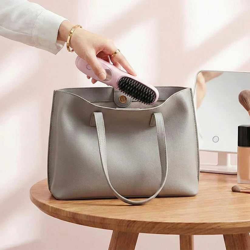Cordless Ceramic Hair Straightening Brush with Smart Heat Control