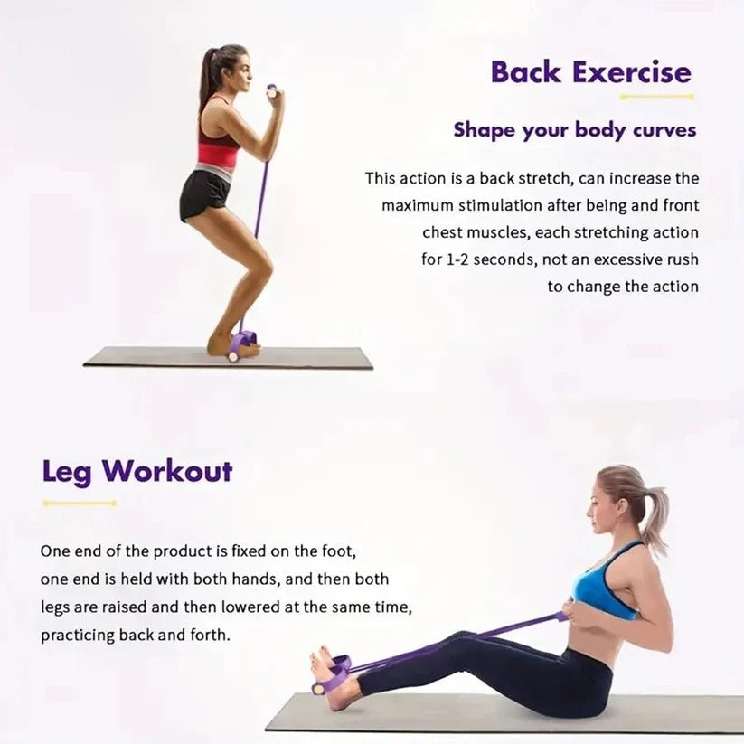 Compact Resistance Band with Detachable Foam Pedals for Home Workouts