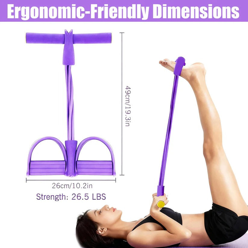Compact Resistance Band with Detachable Foam Pedals for Home Workouts