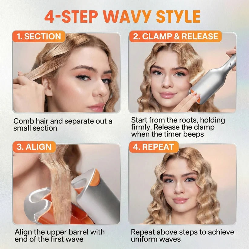 25mm WaveMaster Pro: Dual Barrel Hair Curler with 5 Heat Options