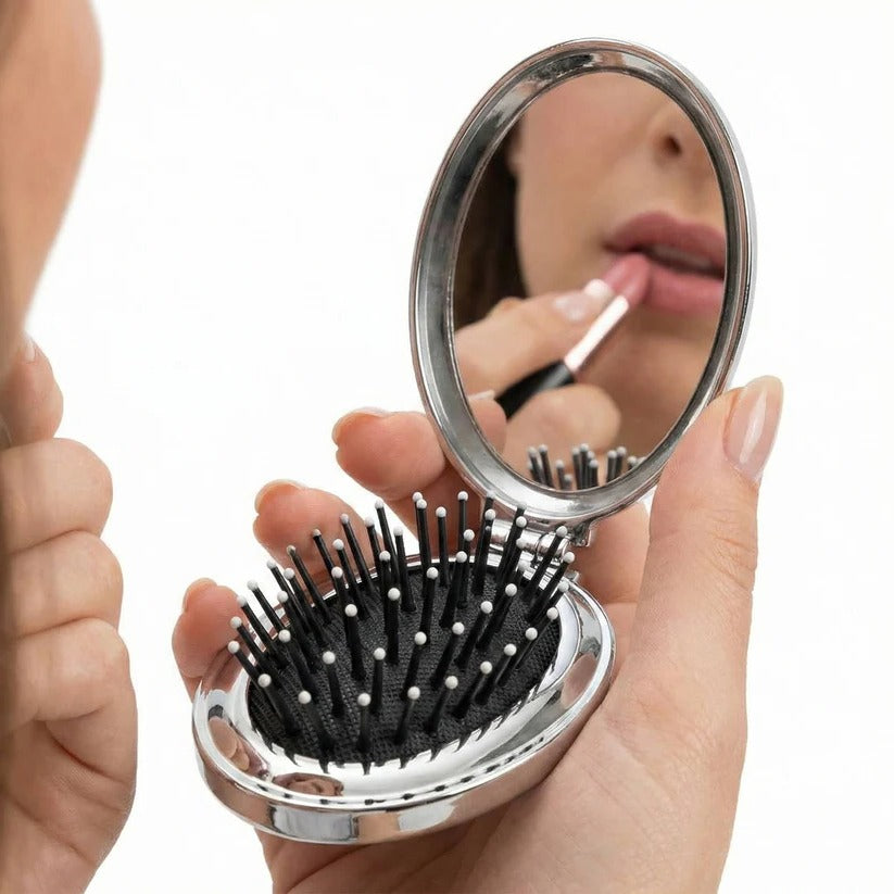 Stylish Travel Comb and Mirror Duo for Effortless Touch-Ups