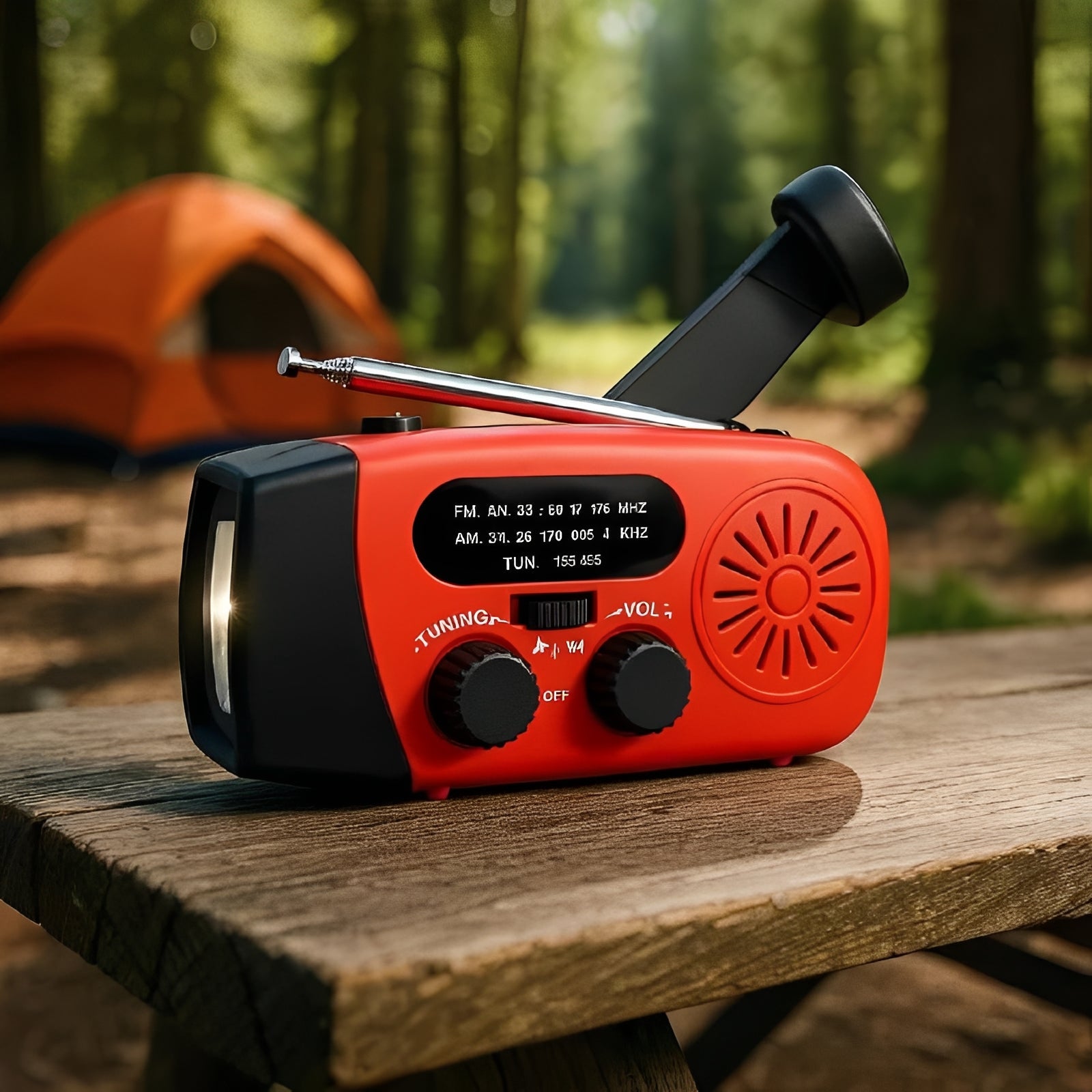 Multi-Function Emergency Radio with Hand Crank, Flashlight, and Phone Charger