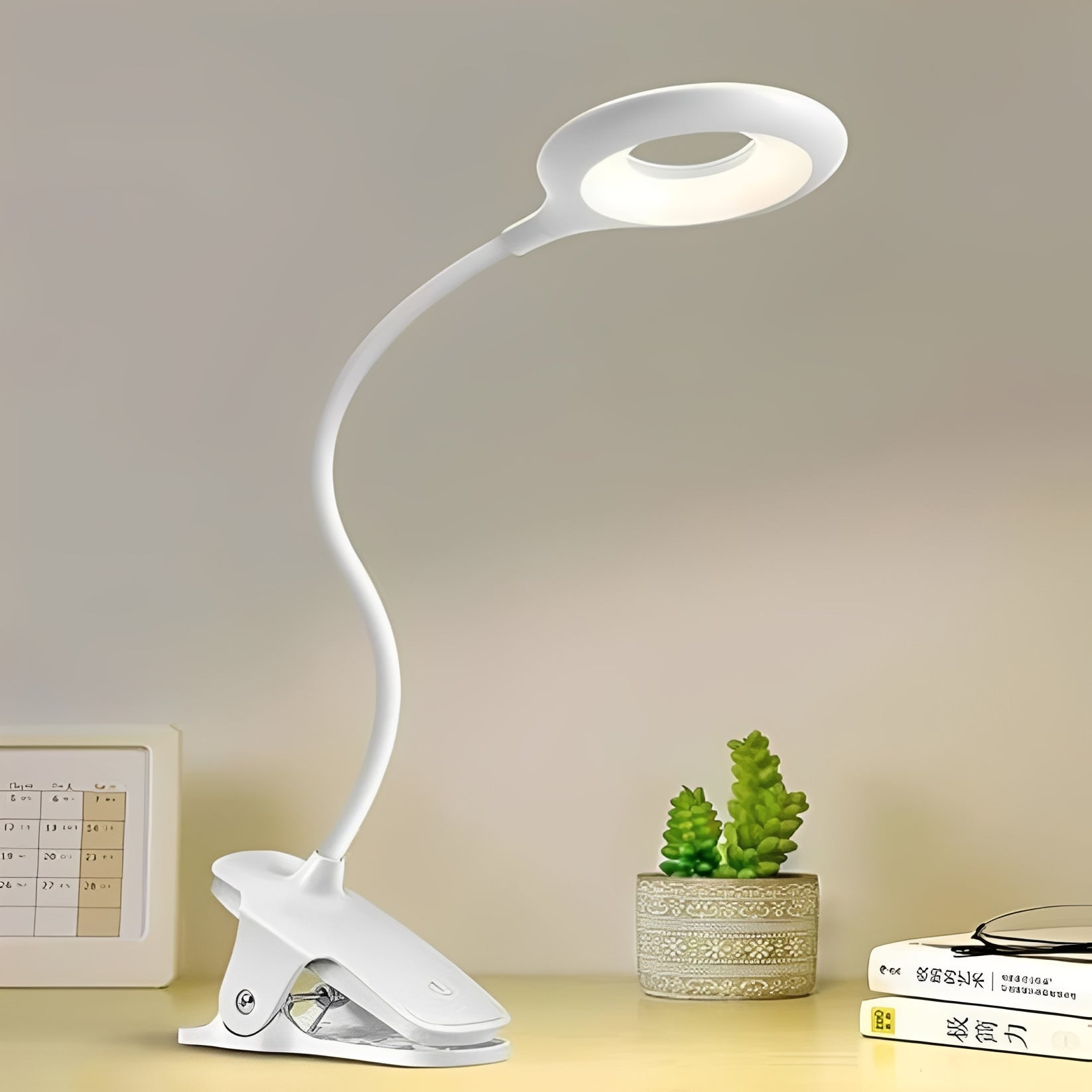 Versatile Clip-On LED Desk Lamp with Adjustable Brightness and USB Charging