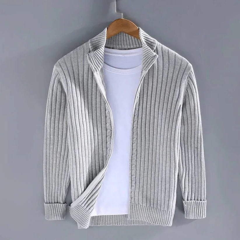 Men's Tailored Zip-Up Knit Cardigan for Every Occasion