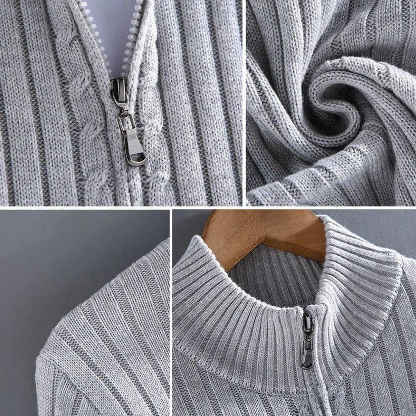 Men's Tailored Zip-Up Knit Cardigan for Every Occasion