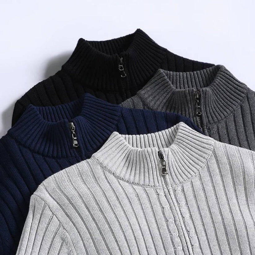Men's Tailored Zip-Up Knit Cardigan for Every Occasion