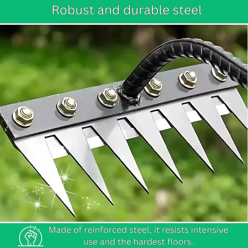 Ergonomic Steel Rake for Effortless Weed Removal and Soil Care