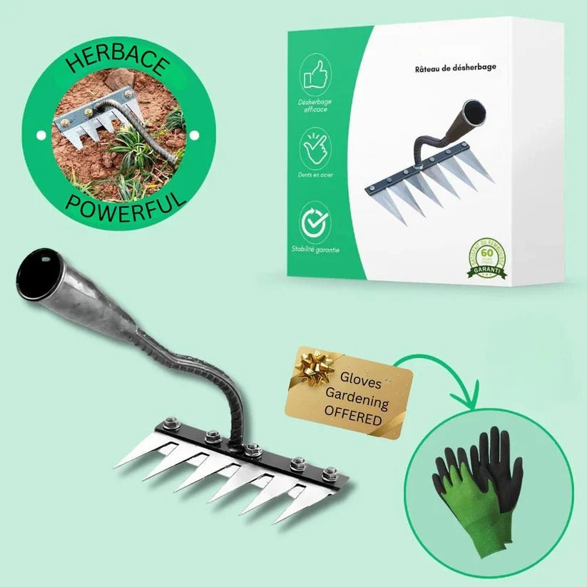 Ergonomic Steel Rake for Effortless Weed Removal and Soil Care
