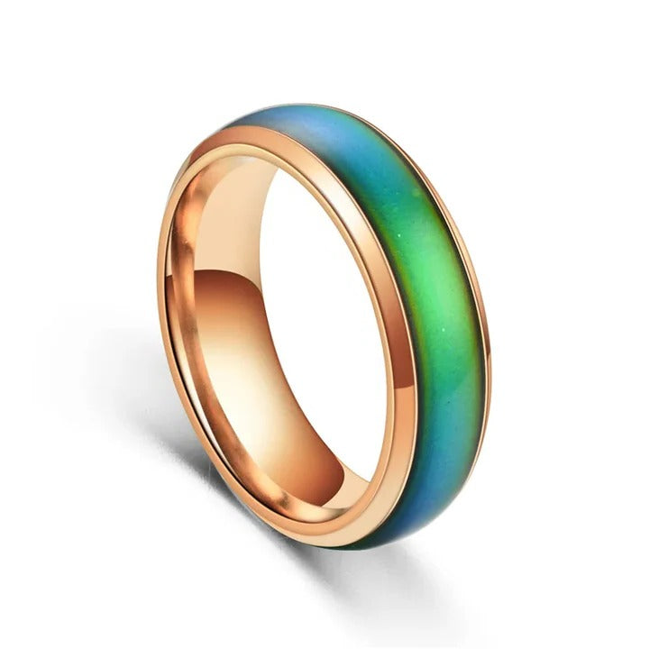 Durable Color-Changing Mood Ring in Stainless Steel