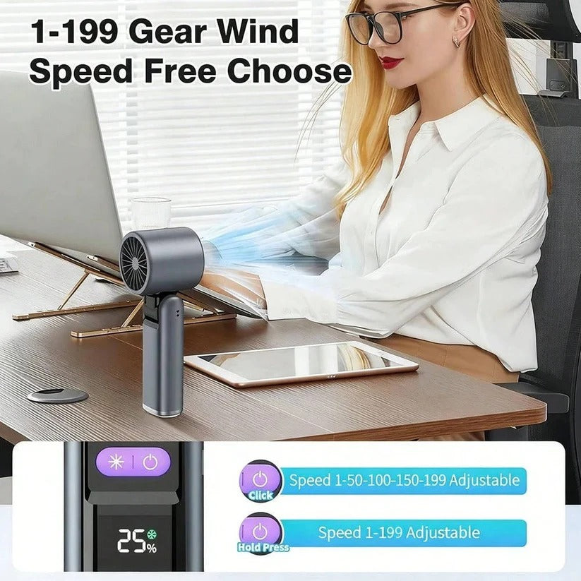 Versatile 3-in-1 Rechargeable Hand Fan with Flashlight & Display