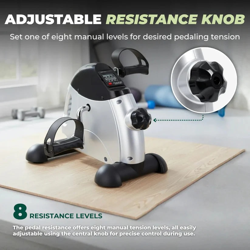 Compact Under-Desk Pedal Exerciser with Adjustable Resistance and LCD Readout