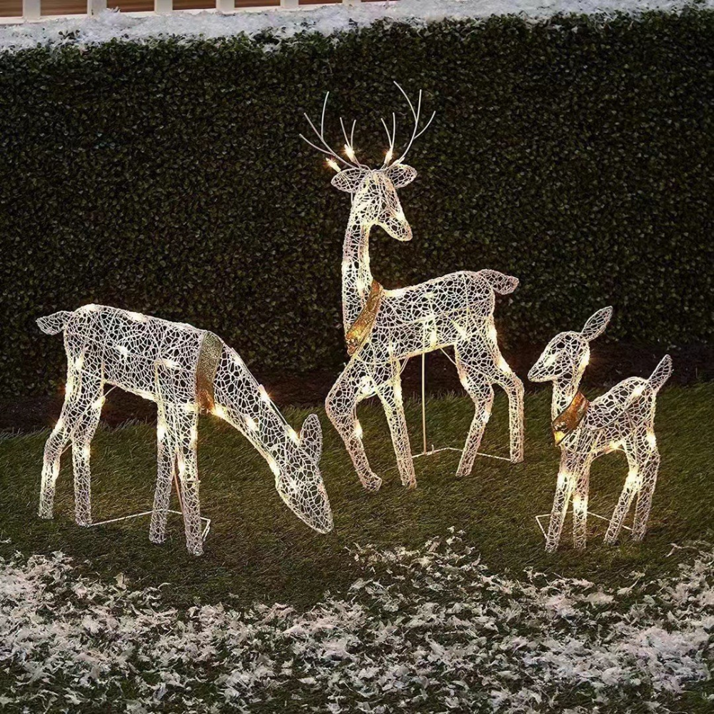 Illuminated Reindeer Family Yard Decoration for the Holidays