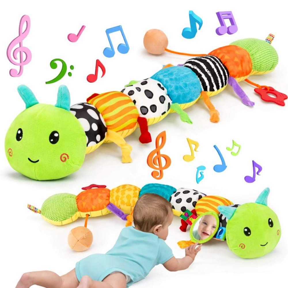 Vibrant Baby Caterpillar Plush with Music for Sensory Play