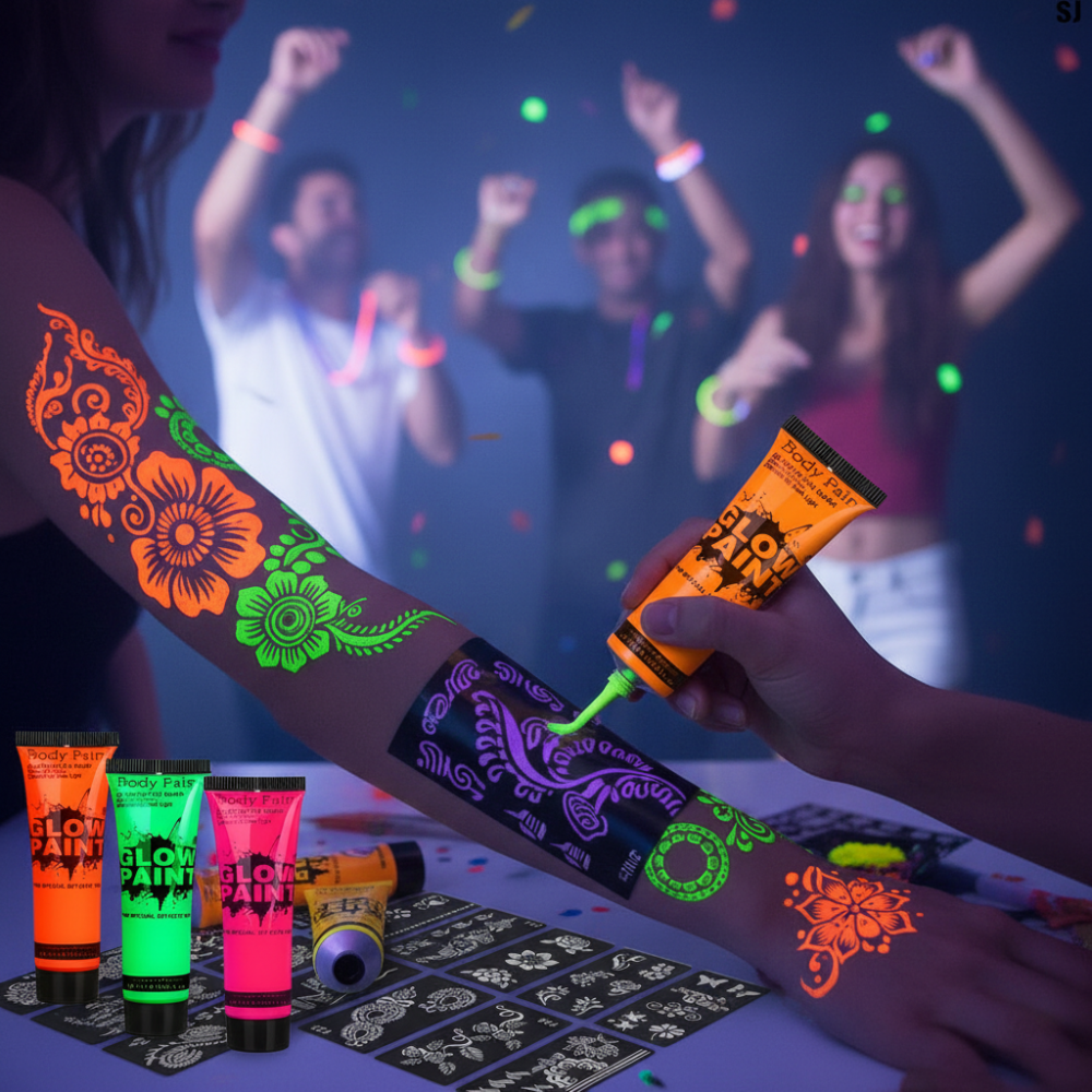 Radiant Neon Body Art Kit for Vibrant Celebrations