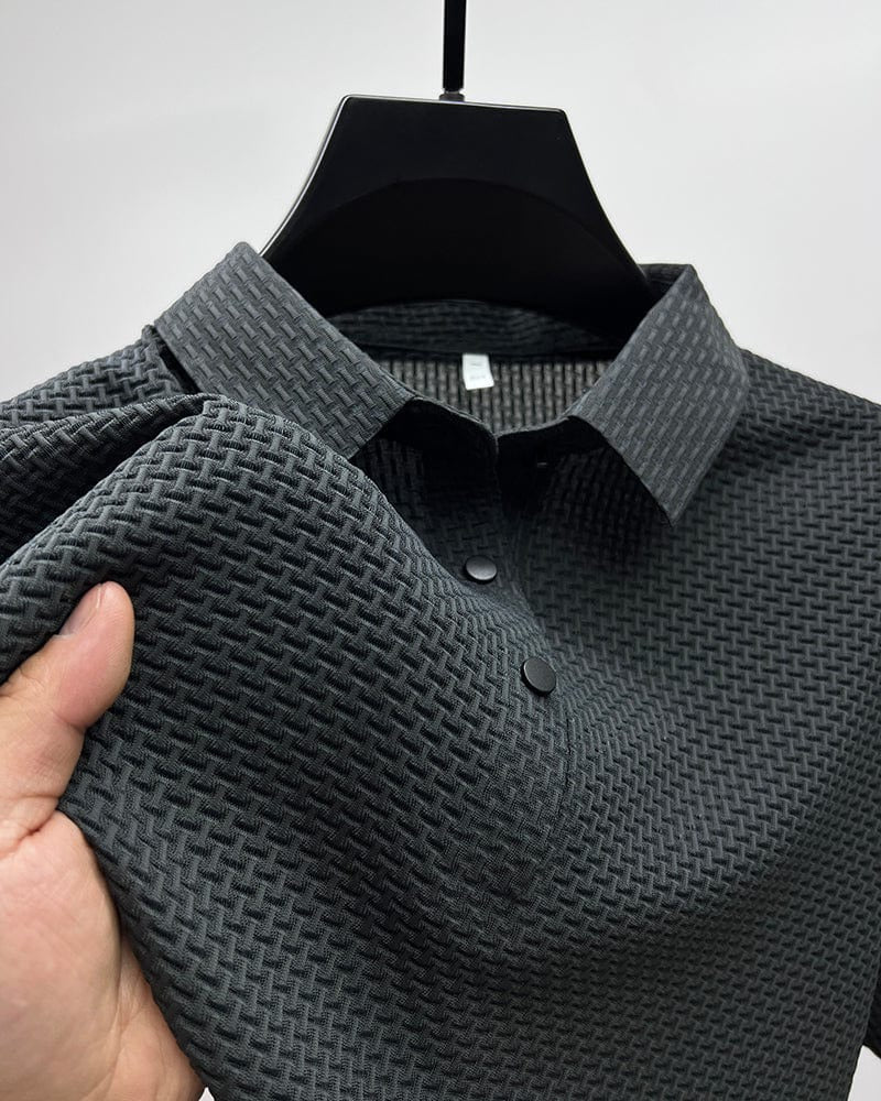 Short-Sleeve Polo Shirt for Men in Breathable Mesh Fabric
