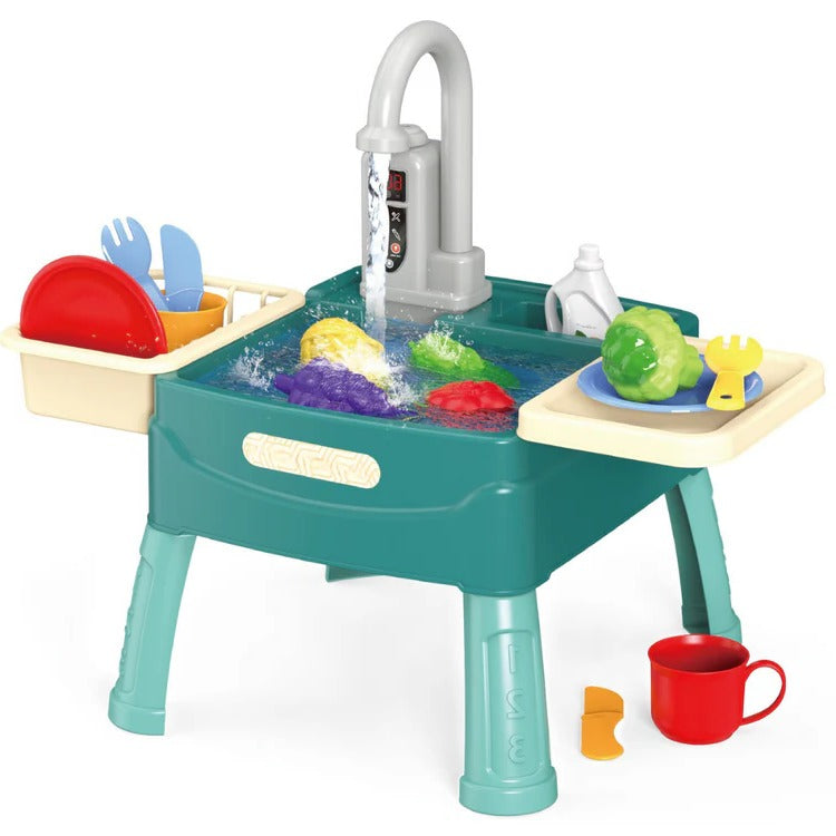 Interactive Kids Cooking Station with Flowing Water Feature