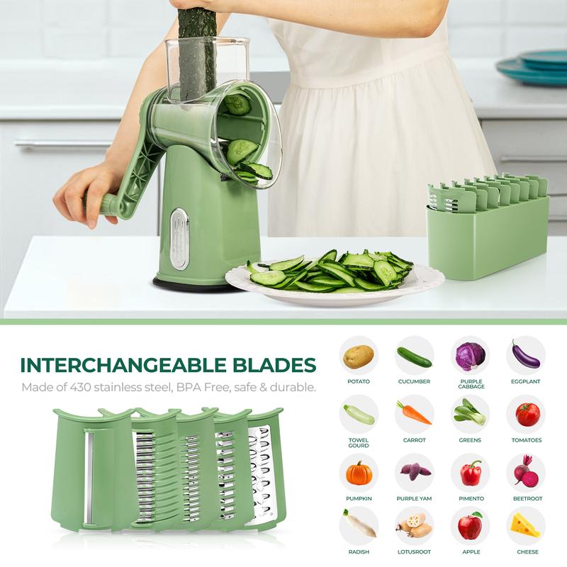 Interchangeable Blade Rotary Grater – Suction Cup Base