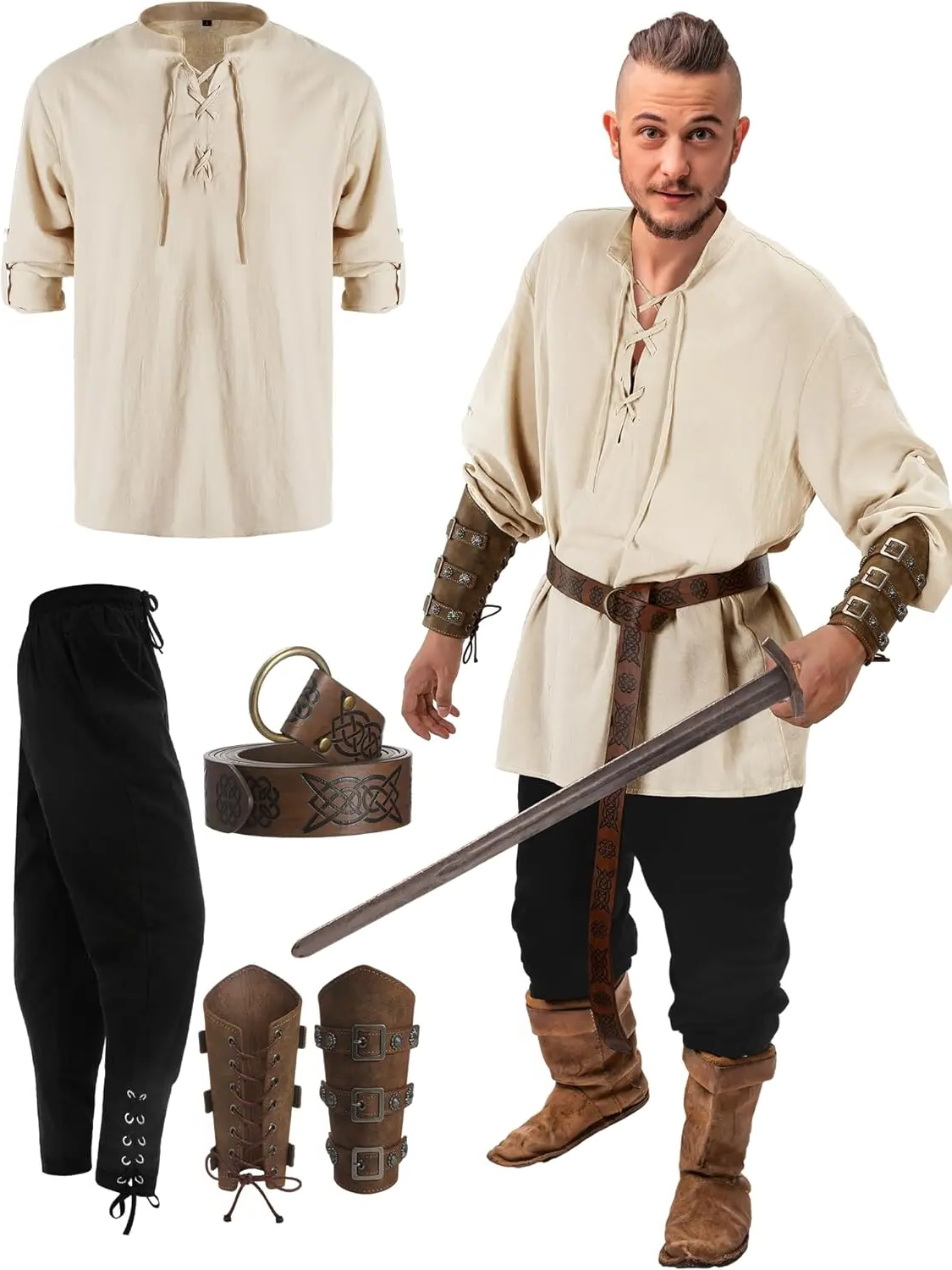 Men's Pirate Outfit Set - 4 Piece Costume