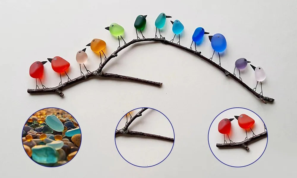 Coastal Love Notes Decor with Sea Glass Bird Designs