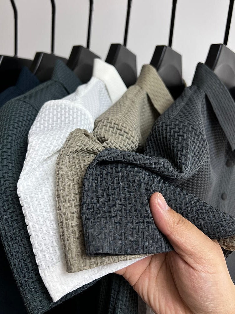 Short-Sleeve Polo Shirt for Men in Breathable Mesh Fabric