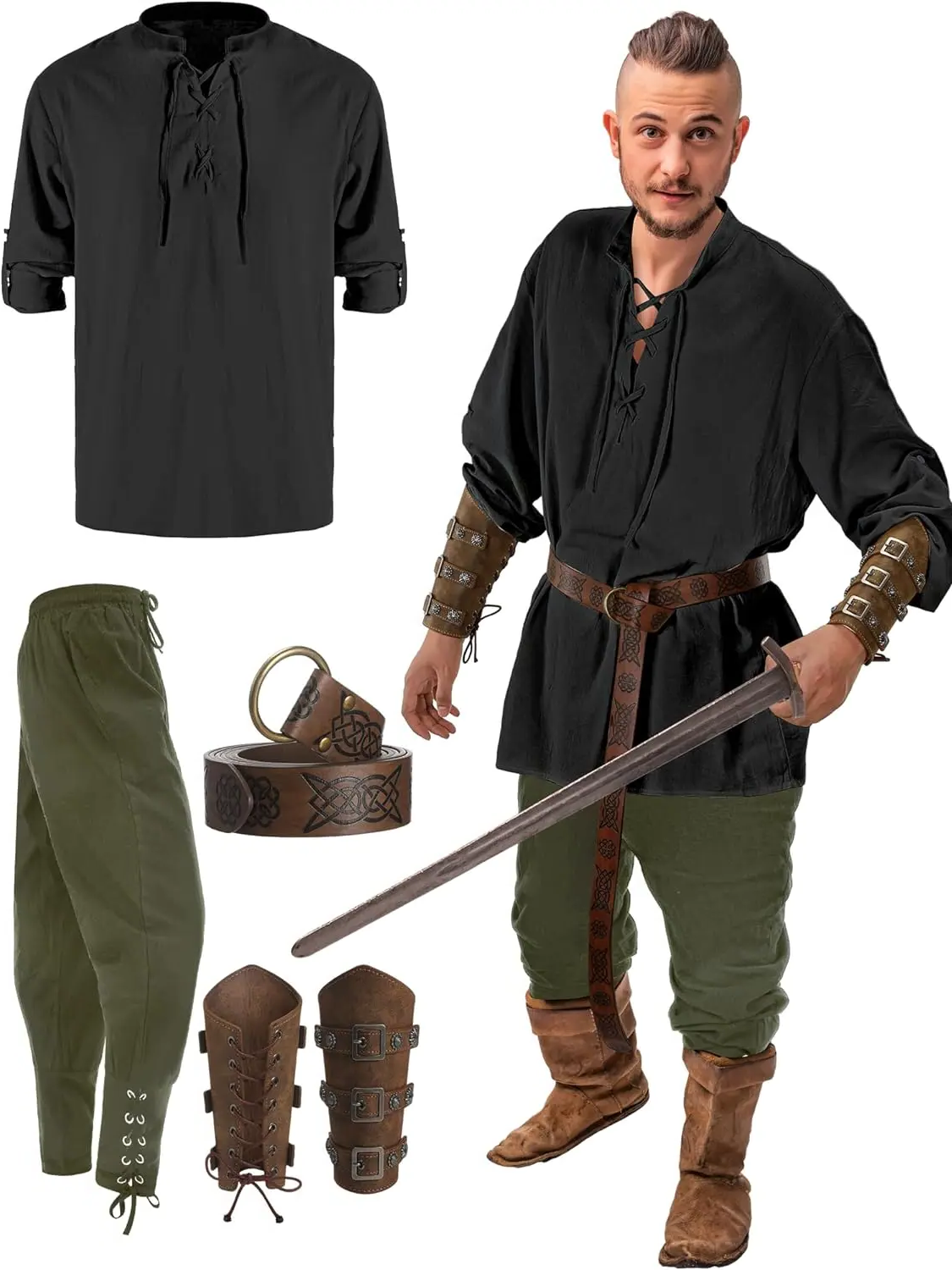 Men's Pirate Outfit Set - 4 Piece Costume