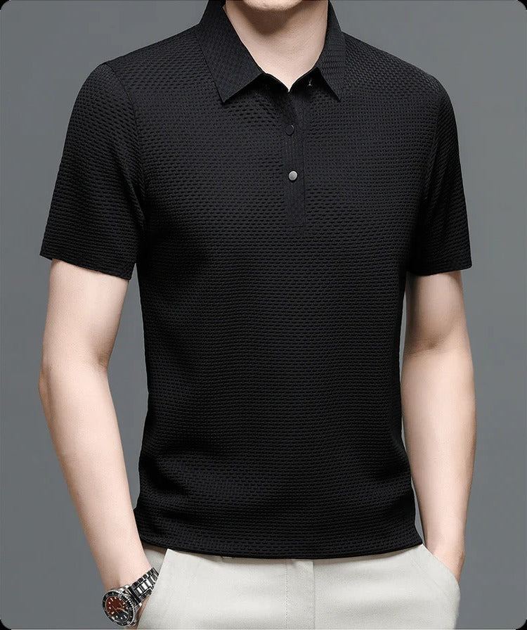 Short-Sleeve Polo Shirt for Men in Breathable Mesh Fabric