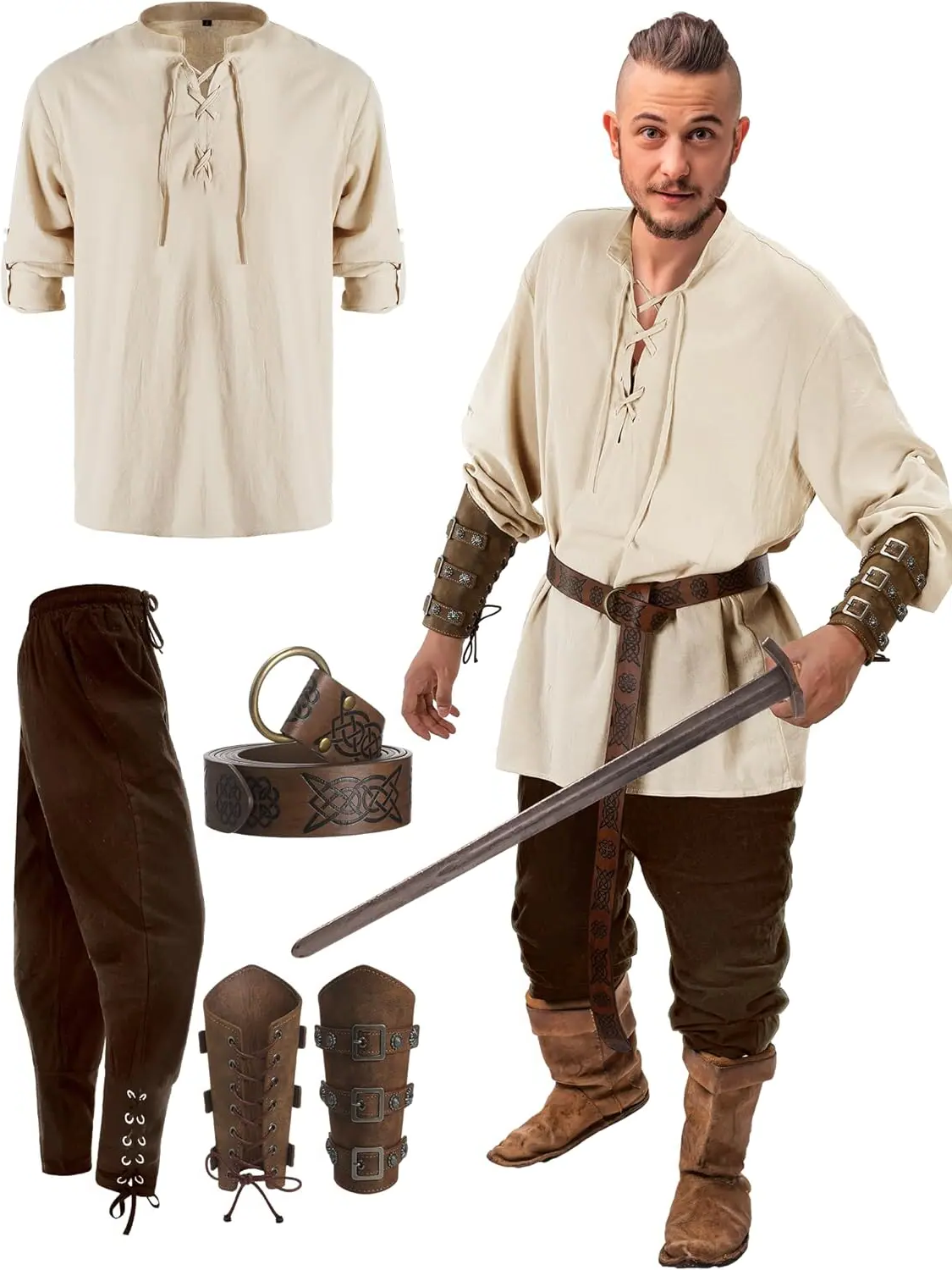 Men's Pirate Outfit Set - 4 Piece Costume