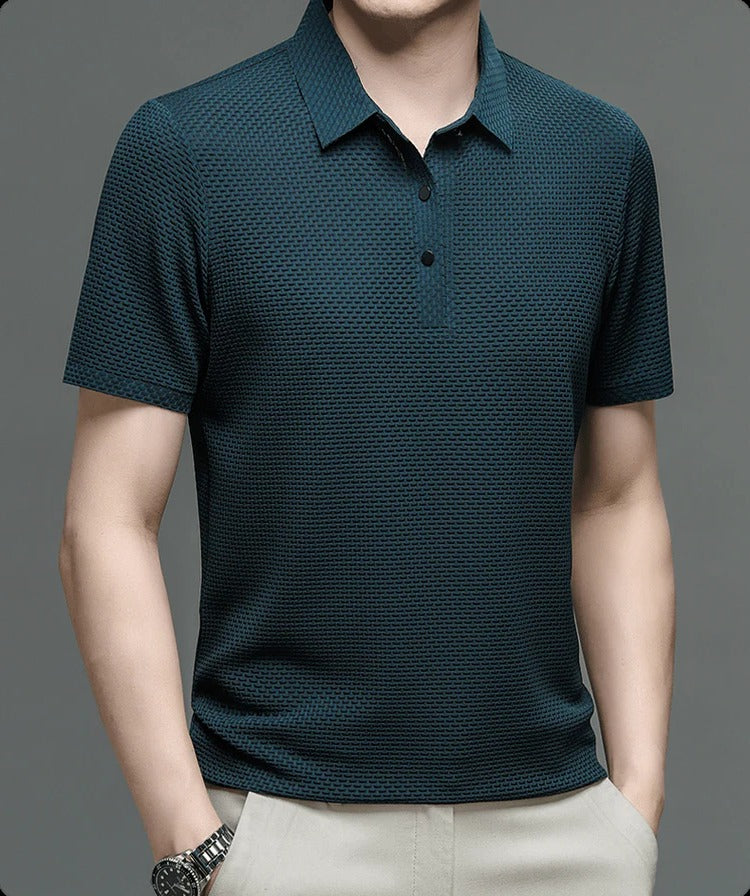 Short-Sleeve Polo Shirt for Men in Breathable Mesh Fabric