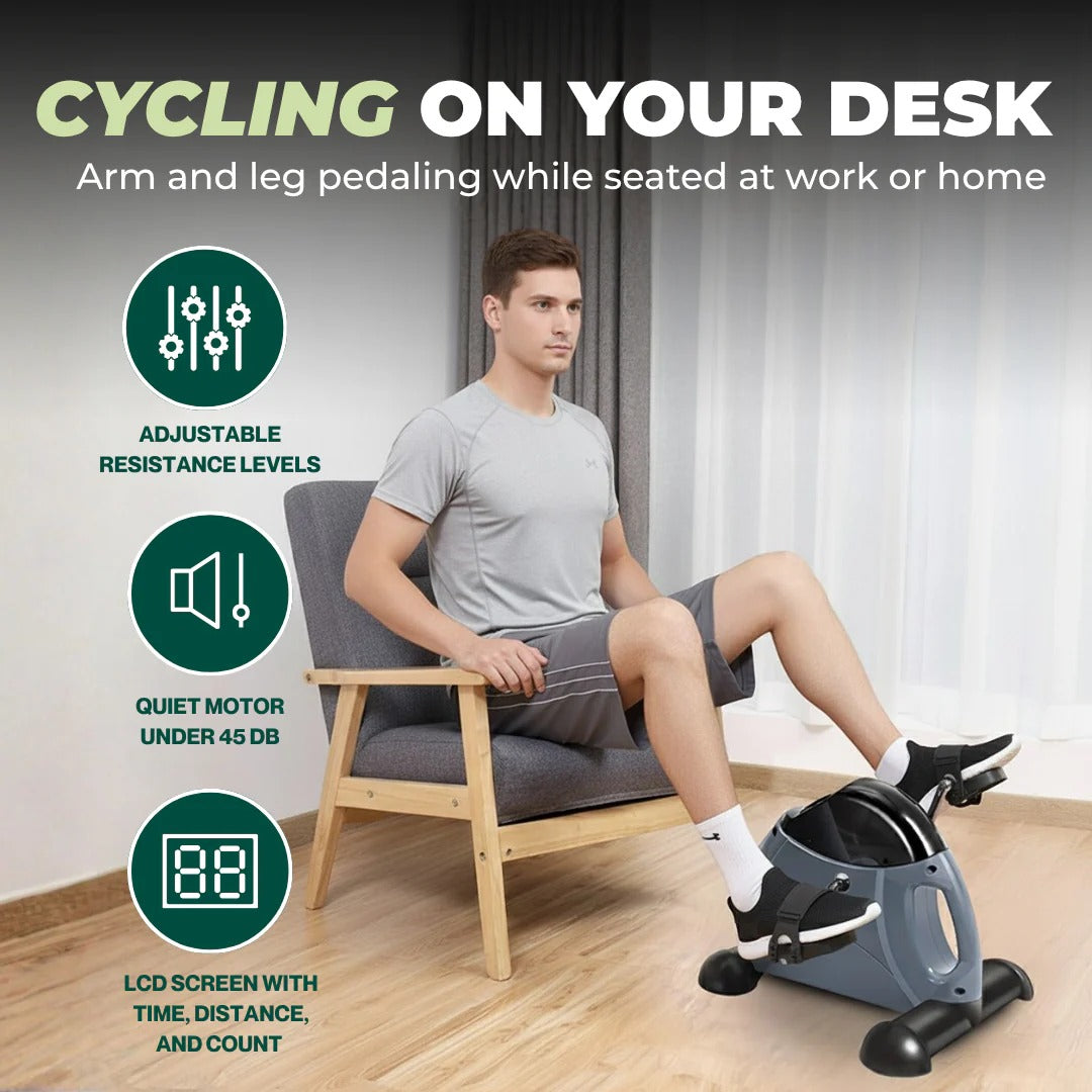Compact Under-Desk Pedal Exerciser with Adjustable Tension and Digital Display
